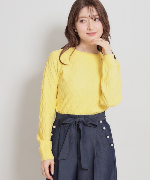 couture brooch（クチュールブローチ）の「【アンサンブル可】ダイヤ柄ニット（ニット/セーター・レディース・ブラック/ライトグレー/イエロー系その他・42/38/36）」の17枚目の写真