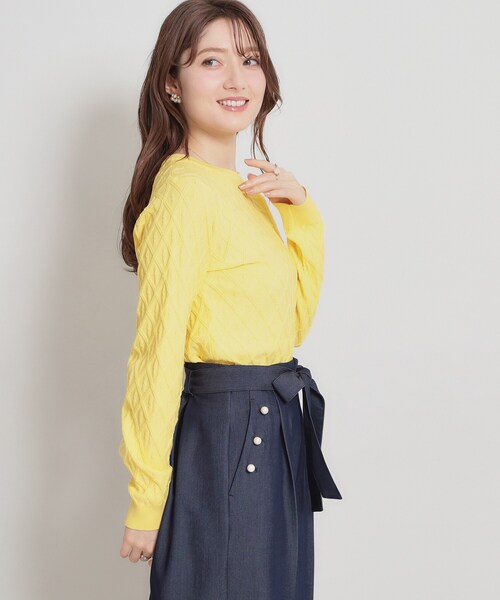 couture brooch（クチュールブローチ）の「【アンサンブル可】ダイヤ柄ニット（ニット/セーター・レディース・ブラック/ライトグレー/イエロー系その他・42/38/36）」の18枚目の写真