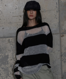 FANCY CLUB | ヘイリーストライプニット (ブラック) F25ZB020(ニット/セーター)