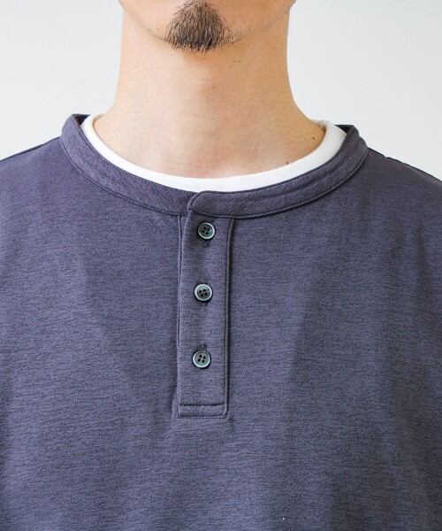 GLOSTER(グロスター)の「【1枚で完成する】杢ダンボール ヘンリーネックフェイクレイヤー ロンT(Tシャツ/カットソー・メンズ・チャコールグレー/パープル/ライトグレー・M/L/S)」の20枚目の写真
