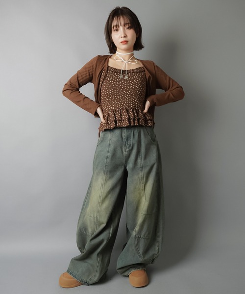 SPINNS(スピンズ)の「【セットアイテム】長袖カーディガン+小花柄キャミソールセット(カーディガン/ボレロ・レディース・オフホワイト/グレー/ブラウン/ネイビー・ONESIZE)」の22枚目の写真