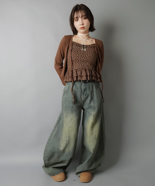 SPINNS(スピンズ)の「【セットアイテム】長袖カーディガン+小花柄キャミソールセット(カーディガン/ボレロ・レディース・オフホワイト/グレー/ブラウン/ネイビー・ONESIZE)」の5枚目の写真