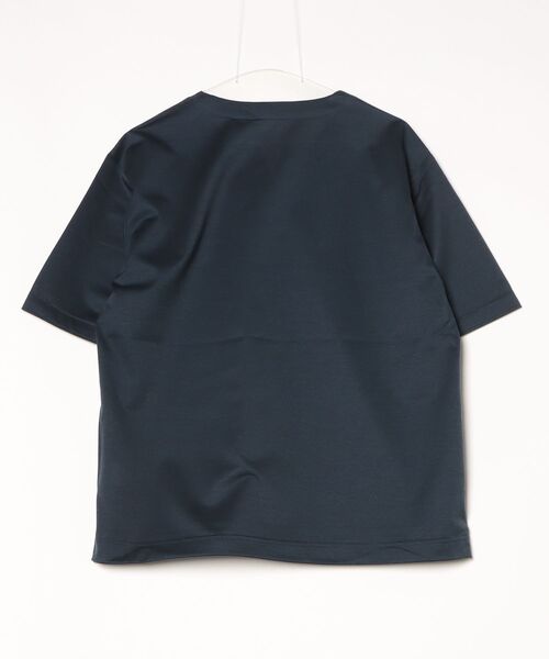 HIGH STREET(ハイストリート)の「HIGH STREET∴強撚ピンジャージBig半袖キーネック(Tシャツ/カットソー・メンズ・ネイビー/ベージュ・L/M)」の3枚目の写真
