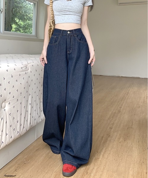 Teem Store(チームストア)の「シンプルワイドデニムパンツ 美脚効果(デニムパンツ・レディース・ブルー・M/L)」の18枚目の写真