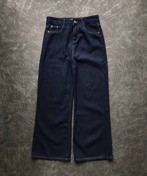 Teem Store(チームストア)の「シンプルワイドデニムパンツ 美脚効果(デニムパンツ・レディース・ブルー・M/L)」の4枚目の写真