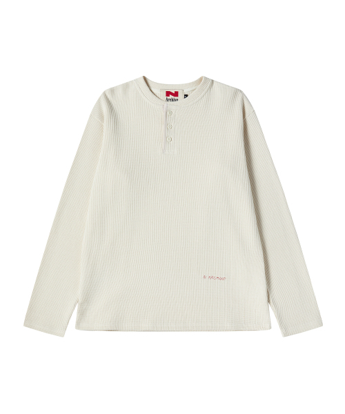 Beyond Closet（-）の「[COLLECTION LINE] ヘビーウェイトワッフルヘンリーネックTシャツクリーム（Tシャツ/カットソー・メンズ・その他・LARGE/MEDIUM）」の2枚目の写真