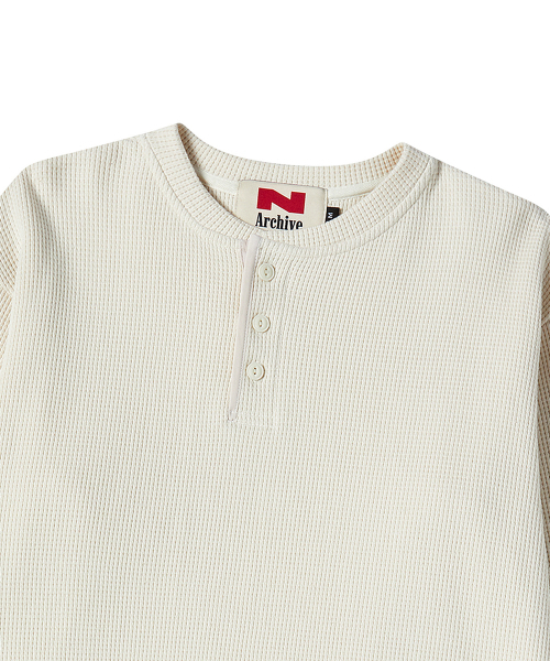 Beyond Closet（-）の「[COLLECTION LINE] ヘビーウェイトワッフルヘンリーネックTシャツクリーム（Tシャツ/カットソー・メンズ・その他・LARGE/MEDIUM）」の4枚目の写真