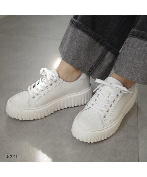 Pointer(shoes)(ポインター)の「【日本製・本革】レースアップ厚底ソールスニーカー(スニーカー・レディース・グレー系その他/ホワイト/ブラック/シルバー・22.5cm/24.5cm/24cm/23.5cm/23cm)」の9枚目の写真