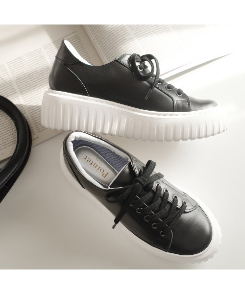 Pointer(shoes)(ポインター)の「【日本製・本革】レースアップ厚底ソールスニーカー(スニーカー・レディース・グレー系その他/ホワイト/ブラック/シルバー・22.5cm/24.5cm/24cm/23.5cm/23cm)」の13枚目の写真