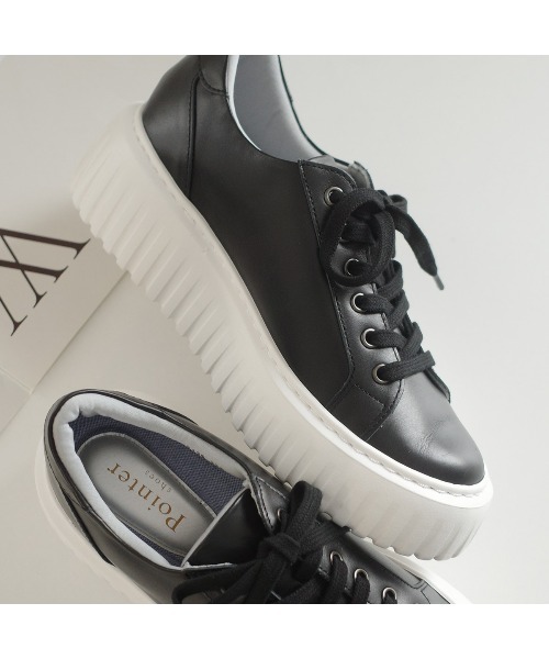 Pointer(shoes)(ポインター)の「【日本製・本革】レースアップ厚底ソールスニーカー(スニーカー・レディース・グレー系その他/ホワイト/ブラック/シルバー・22.5cm/24.5cm/24cm/23.5cm/23cm)」の19枚目の写真