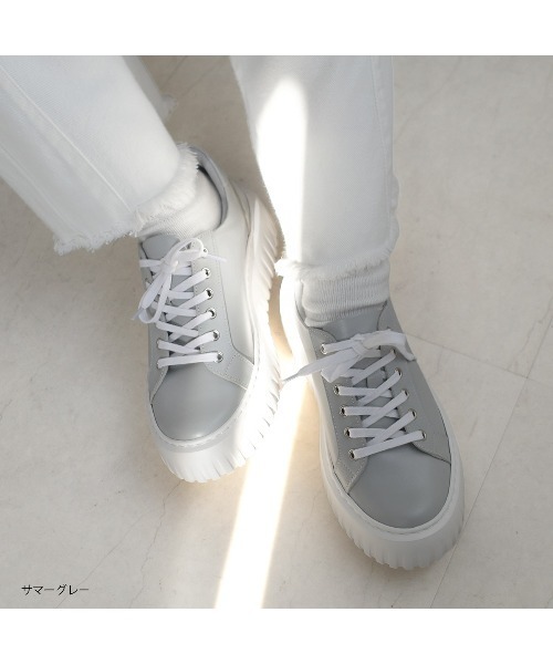 Pointer(shoes)(ポインター)の「【日本製・本革】レースアップ厚底ソールスニーカー(スニーカー・レディース・グレー系その他/ホワイト/ブラック/シルバー・22.5cm/24.5cm/24cm/23.5cm/23cm)」の21枚目の写真