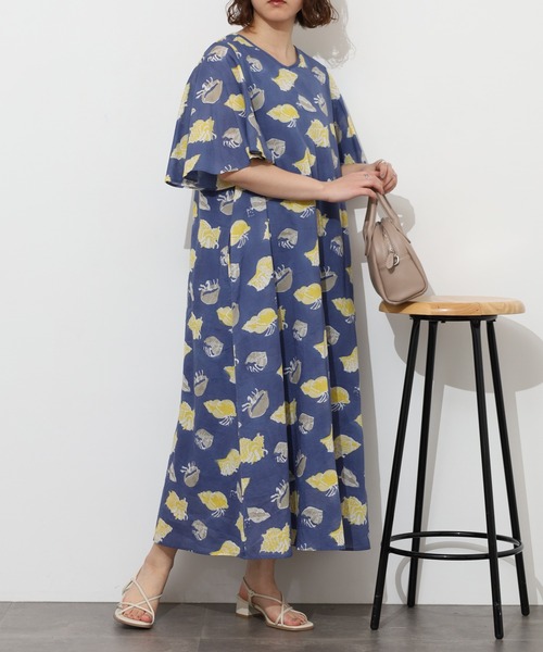 KILKI（キルキー）の「kilki　ヤドカリプリントワンピース（ワンピース・レディース・グレイッシュベージュ/ネイビー系・ONESIZE）」の12枚目の写真