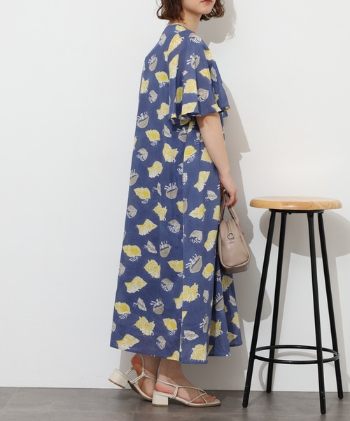 KILKI（キルキー）の「kilki　ヤドカリプリントワンピース（ワンピース・レディース・グレイッシュベージュ/ネイビー系・ONESIZE）」の16枚目の写真