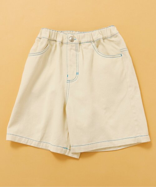 BREEZE（ブリーズ）の「【WEB限定】KUDOZ.B ステッチ配色ハーフパンツ（その他パンツ・キッズ・オフホワイト/ブラック/ネイビー/パープル/イエロー・90/100/110/120/130/140/150/160）」の2枚目の写真
