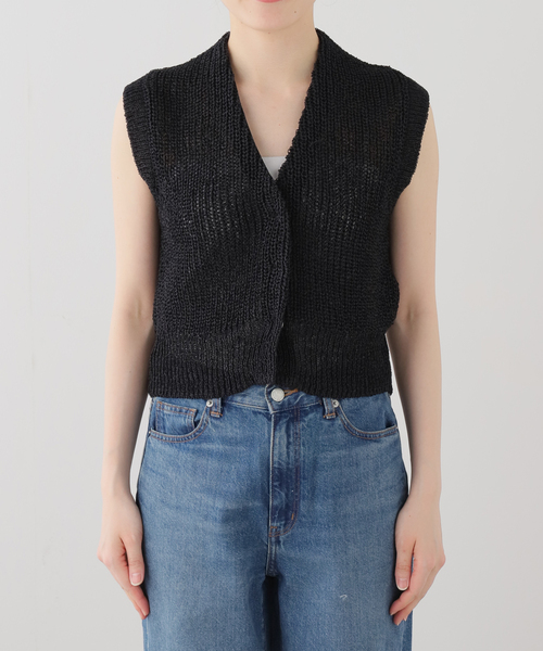 FRAMeWORK（フレームワーク）の「KAYLE/ケイル　WASHI SLEEVELESS ジレ（ベスト・レディース・ライトグレー/ブラック・FREE）」の3枚目の写真