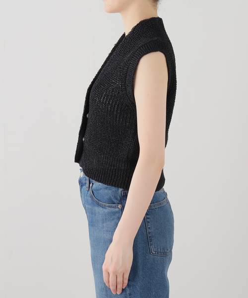 FRAMeWORK（フレームワーク）の「KAYLE/ケイル　WASHI SLEEVELESS ジレ（ベスト・レディース・ライトグレー/ブラック・FREE）」の4枚目の写真