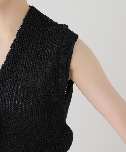 FRAMeWORK（フレームワーク）の「KAYLE/ケイル　WASHI SLEEVELESS ジレ（ベスト・レディース・ライトグレー/ブラック・FREE）」の6枚目の写真