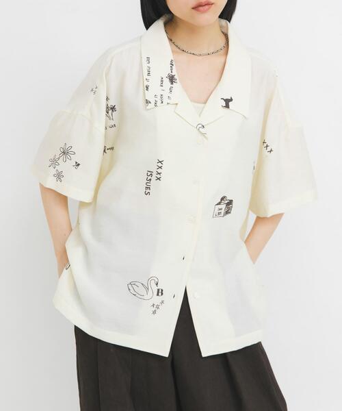 KBF（ケイビーエフ）の「TATTOOオーバーシャツ（シャツ/ブラウス・レディース・チャコールグレー/アイボリー/ブラウン・ONE）」の10枚目の写真