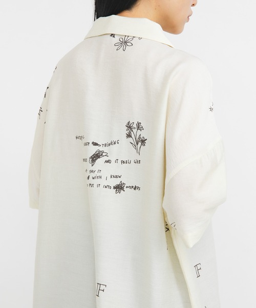 KBF（ケイビーエフ）の「TATTOOオーバーシャツ（シャツ/ブラウス・レディース・チャコールグレー/アイボリー/ブラウン・ONE）」の5枚目の写真