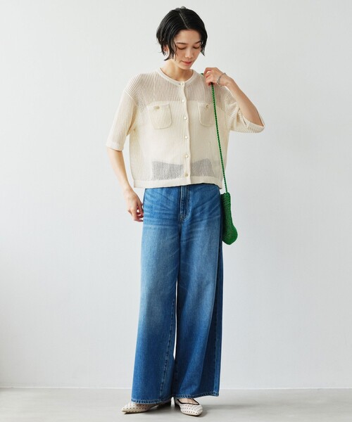 green label relaxing(グリーンレーベルリラクシング)の「【結論シリーズ】デイリーメッシュカーデ ウォッシャブル(カーディガン/ボレロ・レディース・ダークブラウン/ケリーグリーン/ブラック/ナチュラル・FREE)」の13枚目の写真