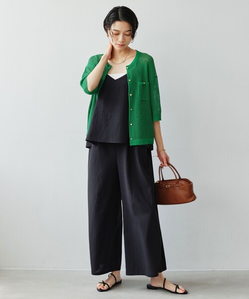 green label relaxing(グリーンレーベルリラクシング)の「【結論シリーズ】デイリーメッシュカーデ ウォッシャブル(カーディガン/ボレロ・レディース・ダークブラウン/ケリーグリーン/ブラック/ナチュラル・FREE)」の19枚目の写真