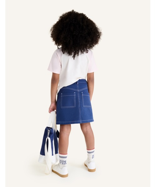 Maison Kitsuné メゾンキツネ デニムミニスカート ライトブルー LAURINE GABARDINE SKIRT（スカート）｜Maison Kitsune（メゾンキツネ