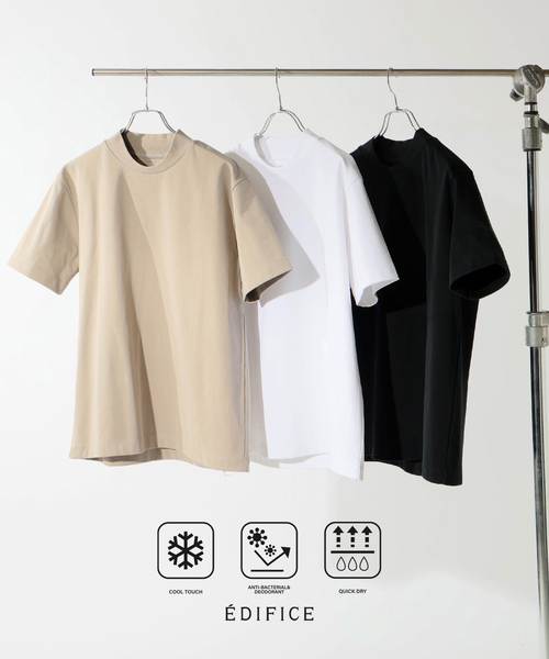 EDIFICE（エディフィス）の「【EDIFICE ALL-DAY シリーズ】クルーネック Tシャツ《WEB限定》（Tシャツ/カットソー・メンズ・ホワイト/ベージュ系その他/ブラック・SMALL/MEDIUM/LARGE）」の4枚目の写真