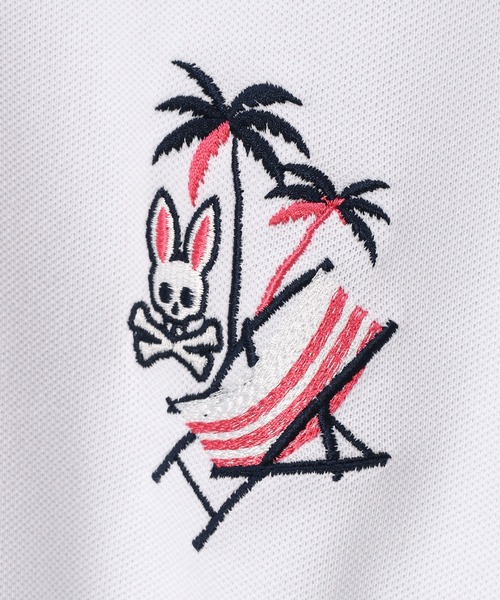 Psycho Bunny(サイコバニー)の「トロピカルアートワーク 襟裏チェック刺繍ポロシャツ(ポロシャツ・メンズ・ネイビー/ホワイト/ダークオレンジ・SMALL/MEDIUM/LARGE/X-LARGE)」の10枚目の写真