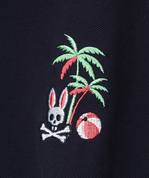 Psycho Bunny(サイコバニー)の「トロピカルアートワーク 襟裏チェック刺繍ポロシャツ(ポロシャツ・メンズ・ネイビー/ホワイト/ダークオレンジ・SMALL/MEDIUM/LARGE/X-LARGE)」の20枚目の写真