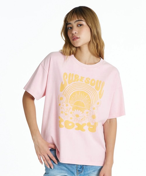 ROXY（ロキシー）の「ROXY/ロキシー 半袖 Tシャツ ウォッシュ加工 RAINBOW ROXY RST262035（Tシャツ/カットソー・レディース・マスタード/ブラック/ピンク・M/L）」の3枚目の写真