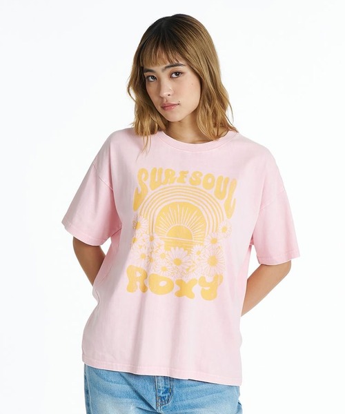 ROXY（ロキシー）の「ROXY/ロキシー 半袖 Tシャツ ウォッシュ加工 RAINBOW ROXY RST262035（Tシャツ/カットソー・レディース・マスタード/ブラック/ピンク・M/L）」の9枚目の写真