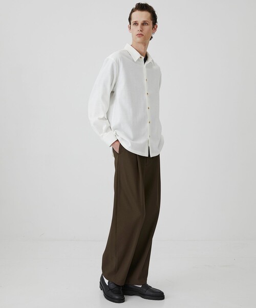 UNITED TOKYO（ユナイテッドトウキョウ）の「【新作】ライトツイード ロングスリーブシャツ　｜ストレッチ/春服/防シワ/通気性（シャツ/ブラウス・メンズ・ブラック/ブラウン/オフホワイト・2/1）」の14枚目の写真