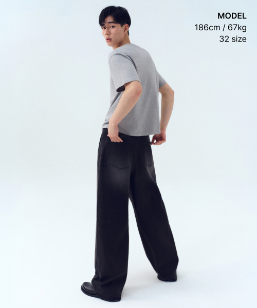 MUSINSA STANDARD（ムシンサスタンダード）の「[クールタンダード] バルーンデニムパンツ [ウォッシュドブラック]（デニムパンツ・メンズ・その他・30/31/33/26/27/28/40/38/42/36/34/32/29）」の14枚目の写真