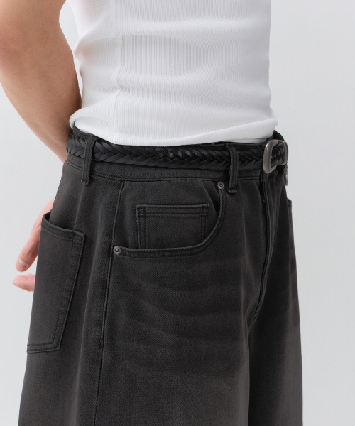 MUSINSA STANDARD（ムシンサスタンダード）の「[クールタンダード] バルーンデニムパンツ [ウォッシュドブラック]（デニムパンツ・メンズ・その他・30/31/33/26/27/28/40/38/42/36/34/32/29）」の5枚目の写真