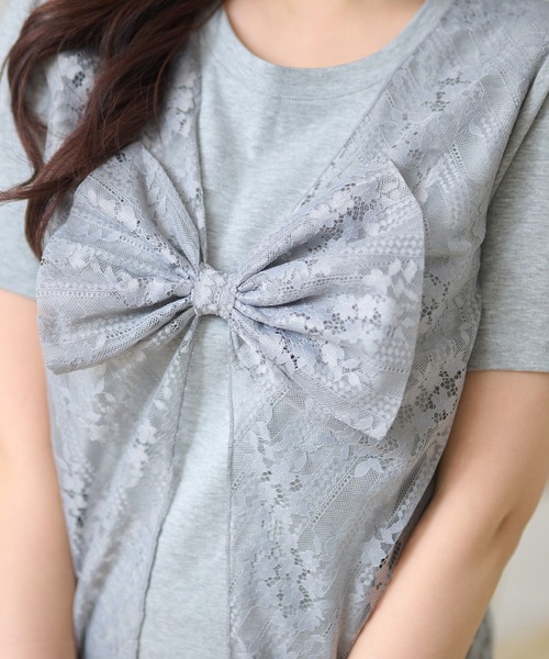 Anely(アネリー)の「レース レイヤード リボン付き トップス(Tシャツ/カットソー・レディース・ブラック/グレー/ホワイト・FREE)」の19枚目の写真