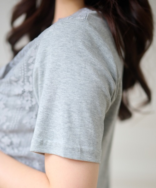 Anely(アネリー)の「レース レイヤード リボン付き トップス(Tシャツ/カットソー・レディース・ブラック/グレー/ホワイト・FREE)」の20枚目の写真