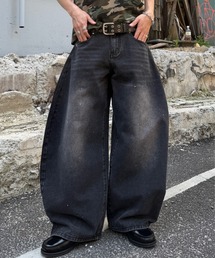 ADAMASTE | Paint Wide Barrel Denim - ペイントワイドカーブデニム【ショートレングス 腰履き推奨 低身長におすすめ】(デニムパンツ)
