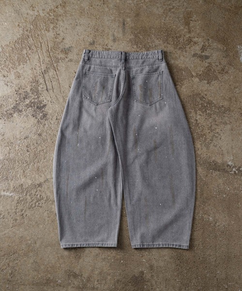 ADAMASTE(アダマスト)の「Paint Wide Barrel Denim - ペイントワイドカーブデニム(デニムパンツ・メンズ・グレー/ブラック・SMALL/MEDIUM/LARGE)」の10枚目の写真