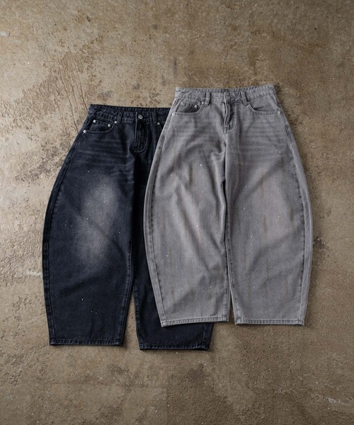 ADAMASTE(アダマスト)の「Paint Wide Barrel Denim - ペイントワイドカーブデニム(デニムパンツ・メンズ・グレー/ブラック・SMALL/MEDIUM/LARGE)」の19枚目の写真