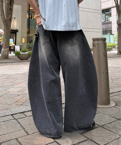 ADAMASTE(アダマスト)の「Paint Wide Barrel Denim - ペイントワイドカーブデニム(デニムパンツ・メンズ・グレー/ブラック・SMALL/MEDIUM/LARGE)」の22枚目の写真