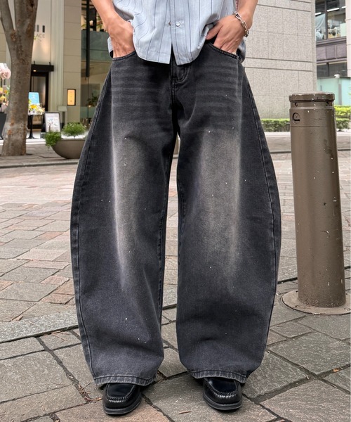 ADAMASTE(アダマスト)の「Paint Wide Barrel Denim - ペイントワイドカーブデニム(デニムパンツ・メンズ・グレー/ブラック・SMALL/MEDIUM/LARGE)」の20枚目の写真