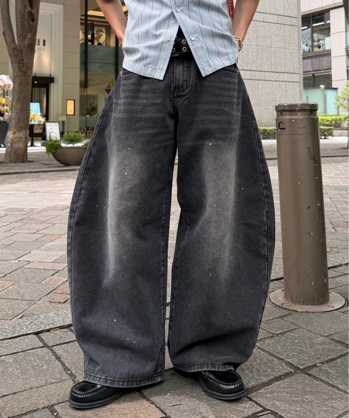 ADAMASTE(アダマスト)の「Paint Wide Barrel Denim - ペイントワイドカーブデニム(デニムパンツ・メンズ・グレー/ブラック・SMALL/MEDIUM/LARGE)」の21枚目の写真
