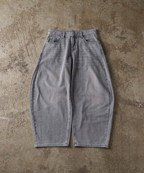ADAMASTE(アダマスト)の「Paint Wide Barrel Denim - ペイントワイドカーブデニム(デニムパンツ・メンズ・グレー/ブラック・SMALL/MEDIUM/LARGE)」の9枚目の写真