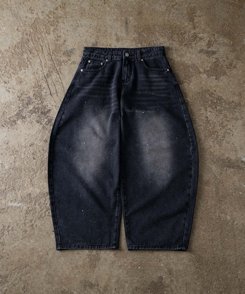 ADAMASTE(アダマスト)の「Paint Wide Barrel Denim - ペイントワイドカーブデニム(デニムパンツ・メンズ・グレー/ブラック・SMALL/MEDIUM/LARGE)」の7枚目の写真