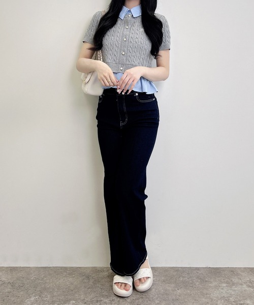 INGNI(イング)の「ケーブル柄裾シャツ半袖ニット(ニット/セーター・レディース・ピンク系2/グレー系4・M)」の20枚目の写真