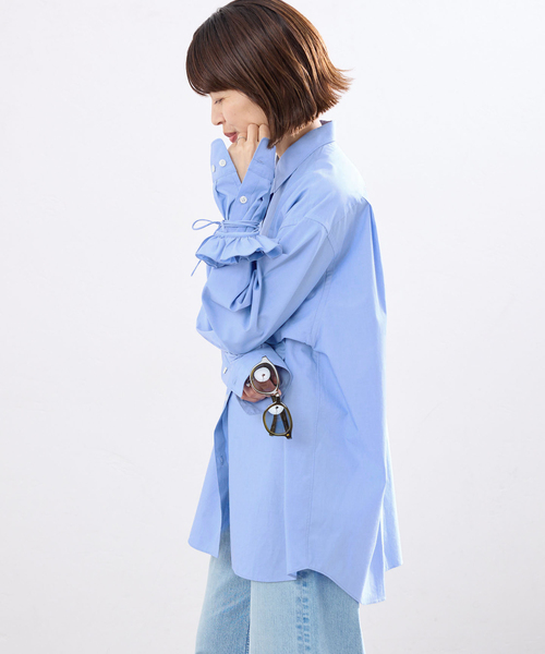 IENA イエナ サテンノースリーブブラウス サックスブルー ノースリーブシアーシャツ（シャツ／ブラウス）｜IENA（イエナ）の通販