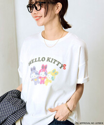 限定展開 別注/うさぎ姿のHELLO KITTY/フロント プリント 半袖 Tシャツ