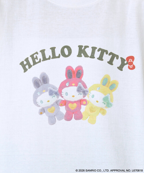 限定展開 別注/うさぎ姿のHELLO KITTY/フロント プリント 半袖 Tシャツ