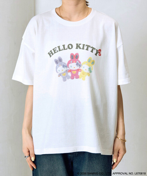 セール】限定展開 別注/うさぎ姿のHELLO KITTY/フロント プリント 半袖