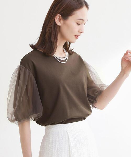 Reflect(リフレクト)の「【UVカット/接触冷感/吸水速乾】チュールスリーブプルオーバー(Tシャツ/カットソー・レディース・ベビーピンク/ブラック/ホワイト/ダークブラウン・09/11)」の3枚目の写真